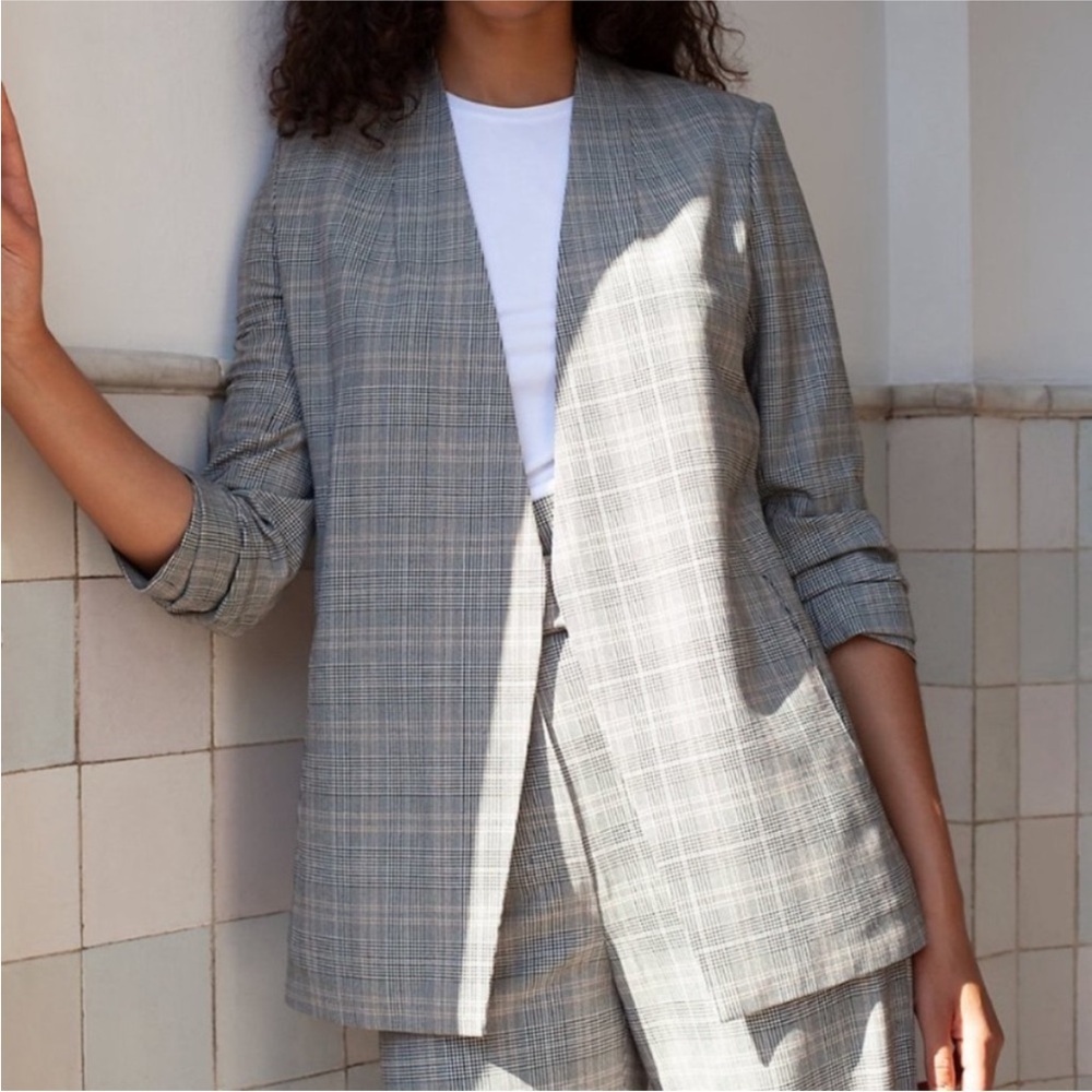 Babaton | Power Blazer Grey Plaid Check Size 4 Aritzia